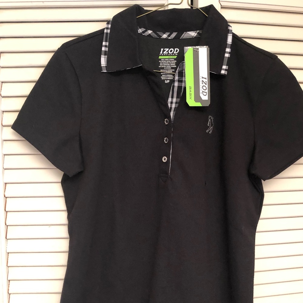 IZOD Perform Black & White Golf Polo NWT Small Petite